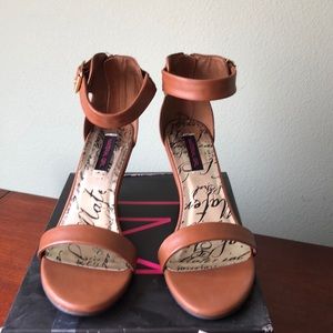 Brown ankle heel low wedge